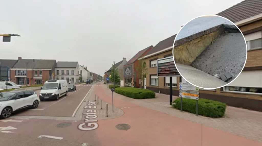 Large sinkhole on Grote Baan in Hulshout forces traffic diversions