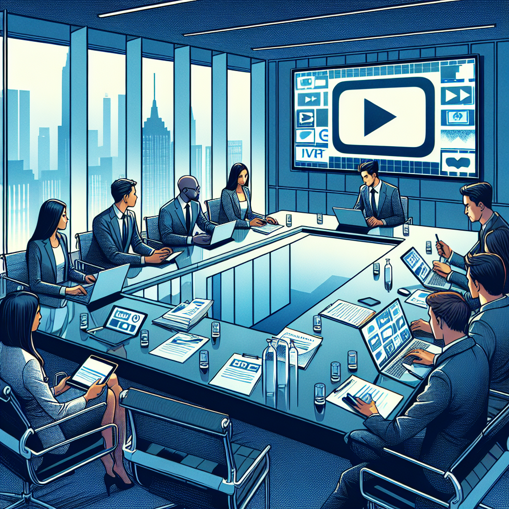 Illustrate a high-stakes discussion in a modern meeting room about the potential ban of a well-known international video sharing application. Display multicultural professionals sitting around a large, sleek conference table equipped with laptops, smartphones, and documents symbolizing research findings. A large screen in the background shows the logo of the video sharing application. The atmosphere should reflect intensity, concern, and urgency.