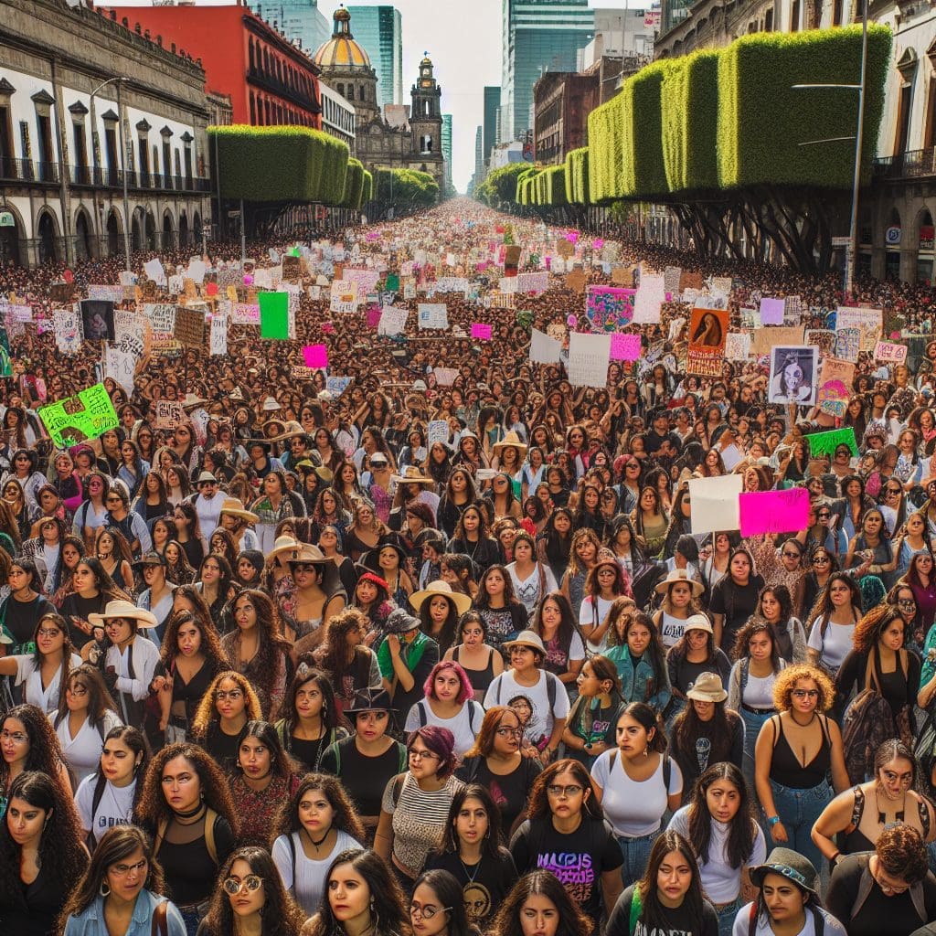 Thousands of people take to the streets in Mexico to celebrate International Women’s Day.