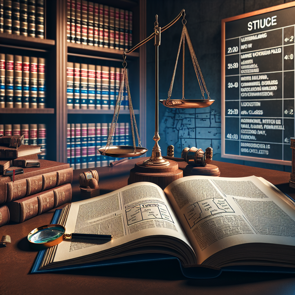 Create an image showing the interior of a law library with focus on texts pertaining to voting policies. In the middle, there must be a few balanced scales symbolizing justice. Lying on a study desk is an opened book with pages showing changes in voting laws. Also, include a magnifying glass near the opened book symbolizing scrutiny. Schedules of different law classes should be visible on a billboard in the background. A grid map of the United States must be present somewhere, indicating study on a national level. Lastly, there should be a single soft light near the book, indicating focus.