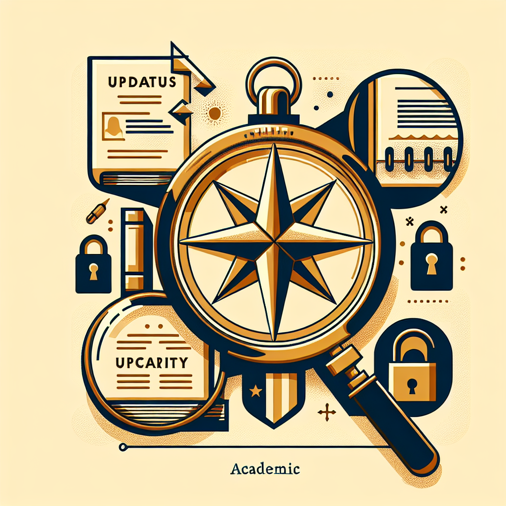 Visualize an academic guidebook cover on the topic of 'US Immigration Policy Changes'. Include the imagery of a golden compass symbolizing guidance, surrounded by different elements symbolising legal documents, updates, and security. These elements could entail a magnifying glass hovering over a set of official papers to emphasize updates, and a secure padlock denoting border security. Use a neutral palette and ensure a scholarly, informative tone throughout the image.