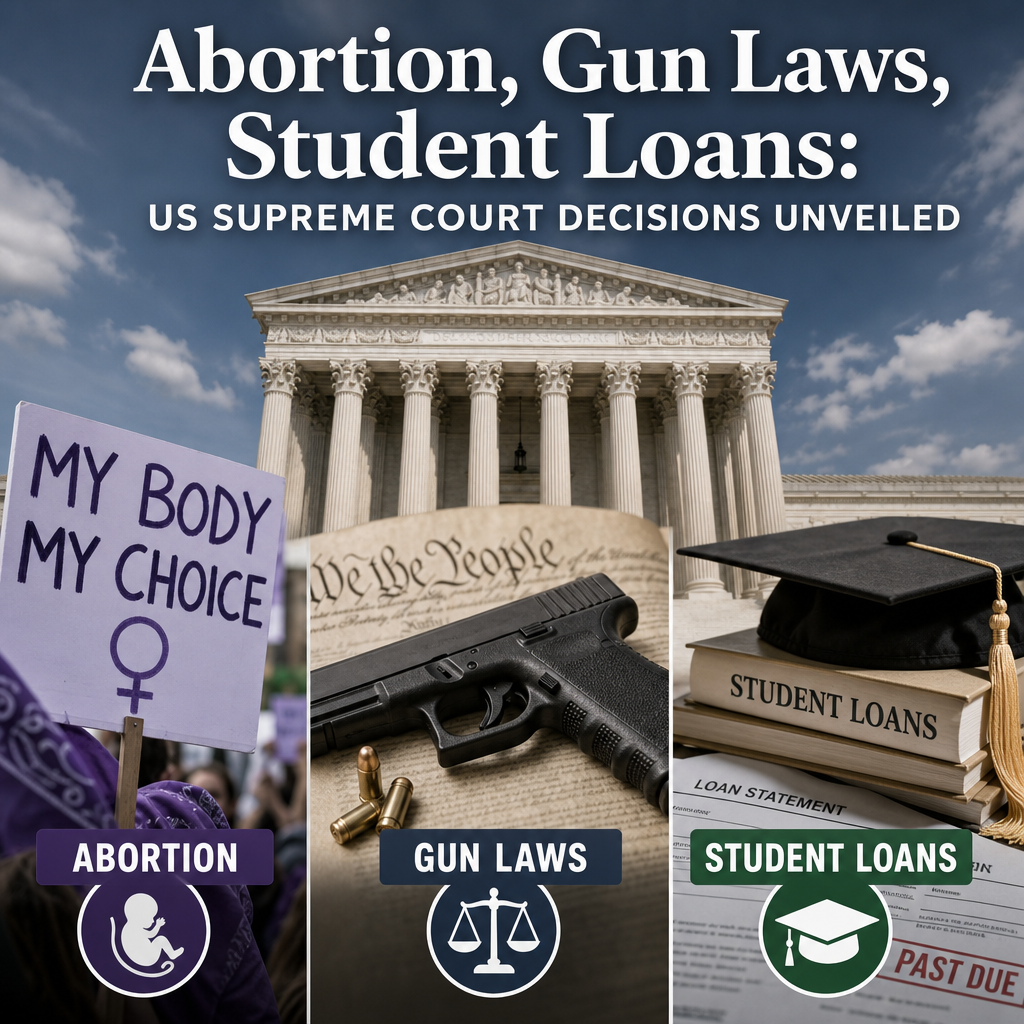 Additional Illustration of Abortion, Gun Laws, Student Loans: US Supreme Court Decisions Unveiled