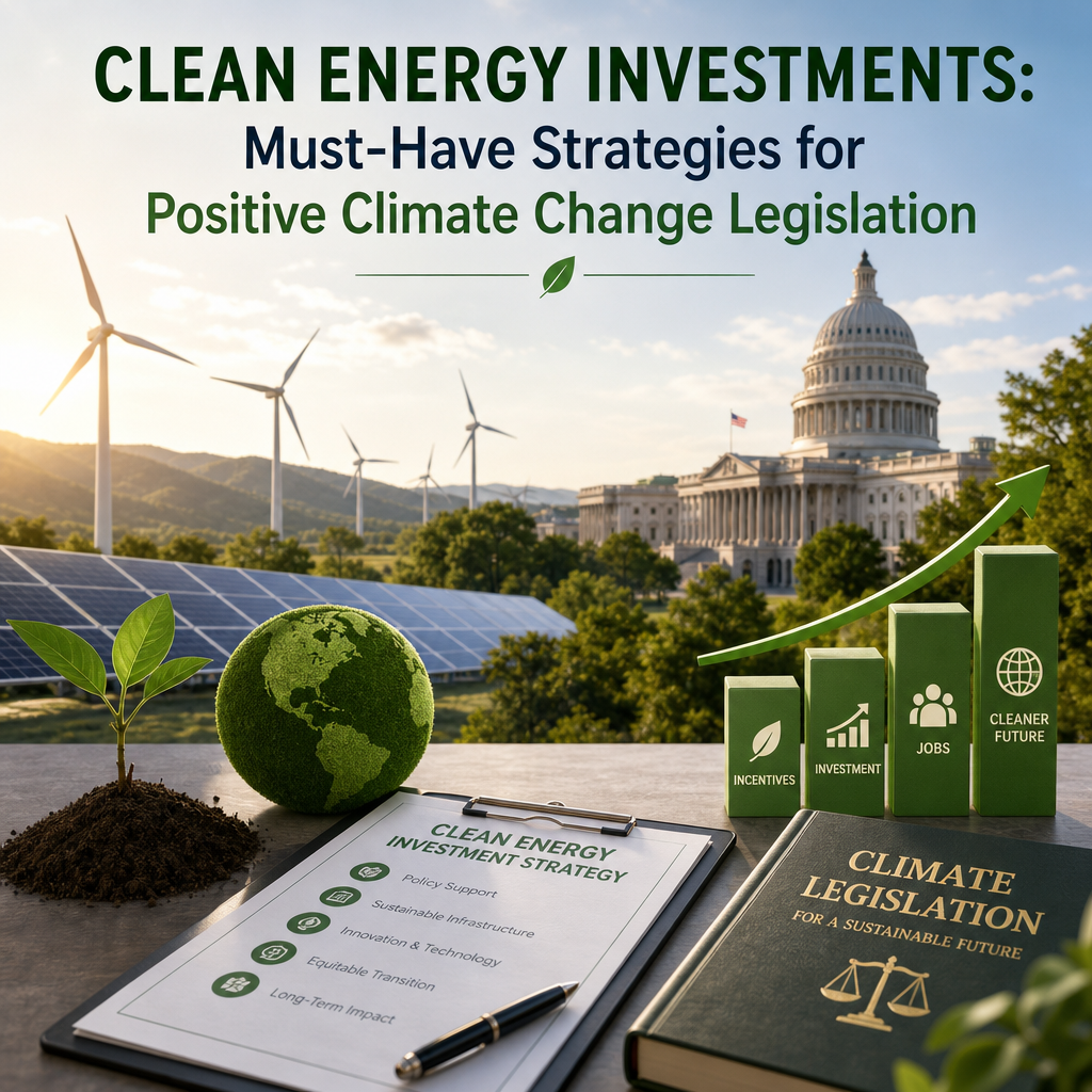 Illustration of Clean Energy Investments: Must-Have Strategies for Positive Climate Change Legislation