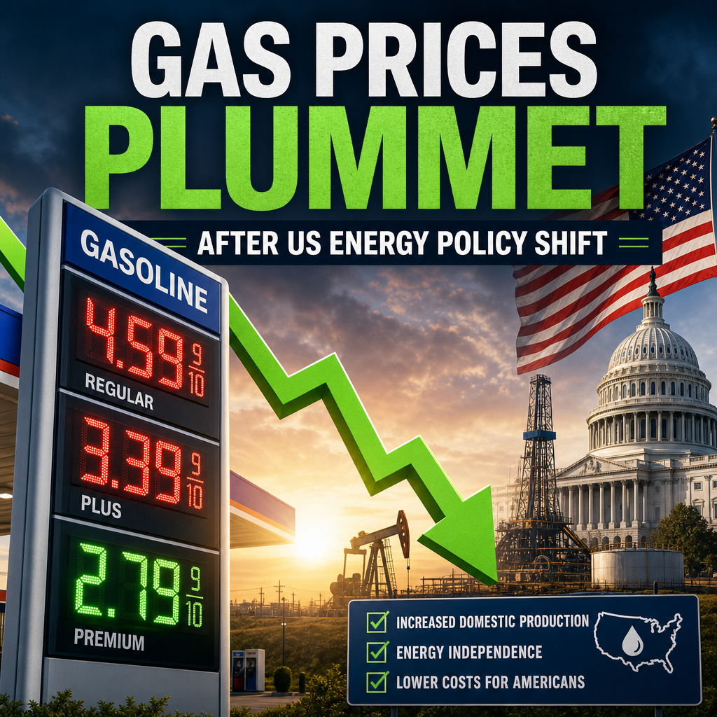 Illustration of Gas Prices Plummet After US Energy Policy Shift