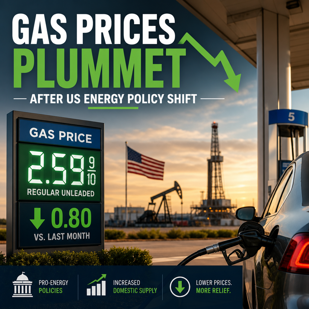 Illustration of Gas Prices Plummet After US Energy Policy Shift