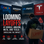 Illustration of Looming layoffs at Google, Amazon, Meta, and Tesla: Unveiling the Impact