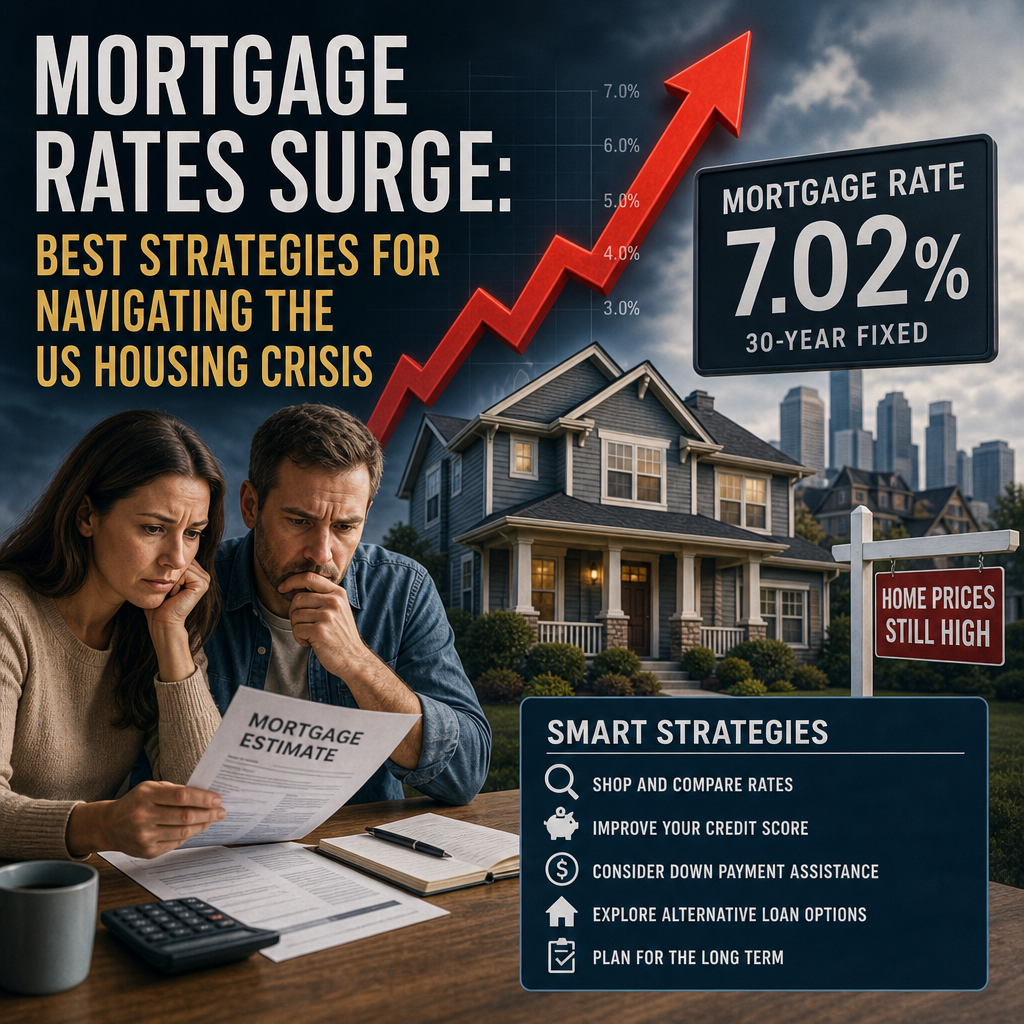 Illustration of Mortgage Rates Surge: Best Strategies for Navigating the US Housing Crisis