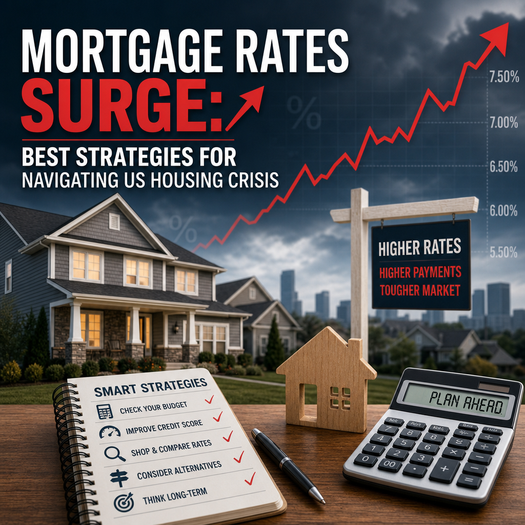 Illustration of Mortgage Rates Surge: Best Strategies for Navigating US Housing Crisis