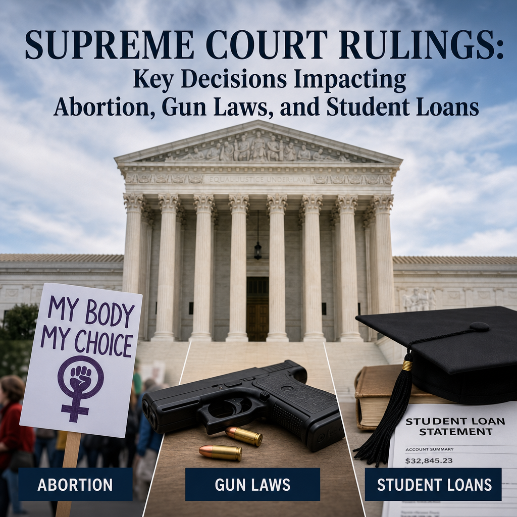 Additional Illustration of Supreme Court Rulings: Key Decisions Impacting Abortion, Gun Laws, and Student Loans