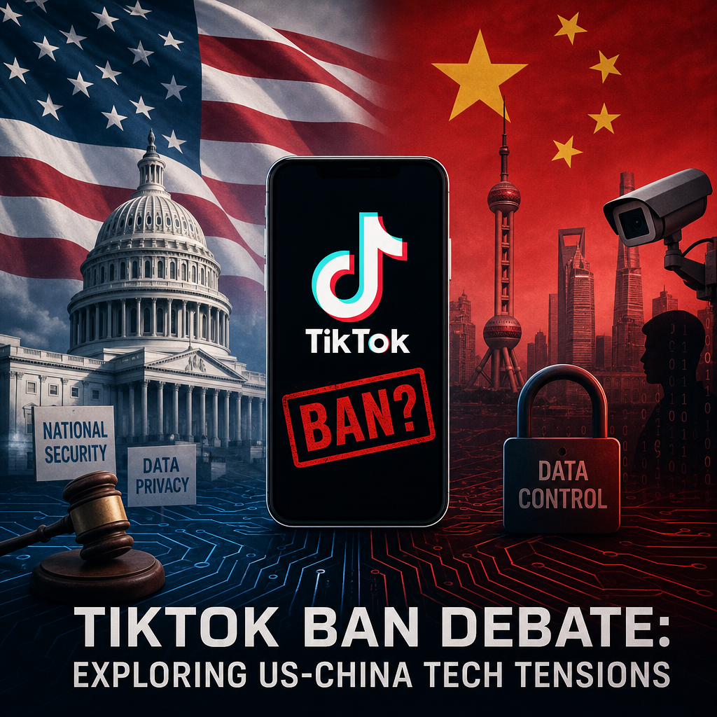 Illustration of TikTok Ban Debate: Exploring US-China Tech Tensions