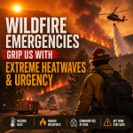 Illustration of Wildfire emergencies grip US with Extreme Heatwaves & Urgency