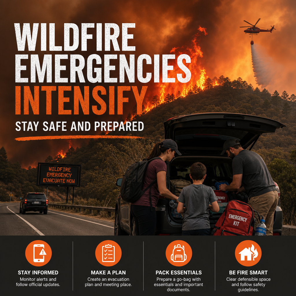 Illustration of Wildfire Emergencies Intensify - Stay Safe and Prepared