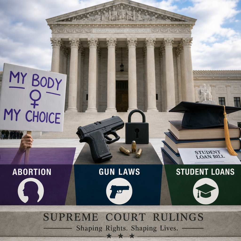 Additional Illustration of Abortion, Gun Laws, and Student Loans: Impact of US Supreme Court Rulings