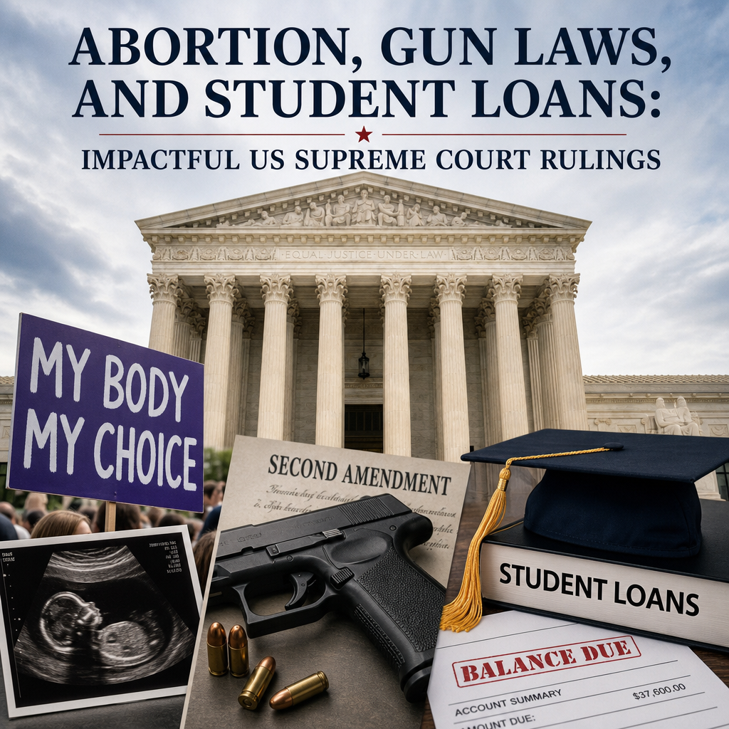 Additional Illustration of Abortion, Gun Laws, and Student Loans: Impactful US Supreme Court Rulings