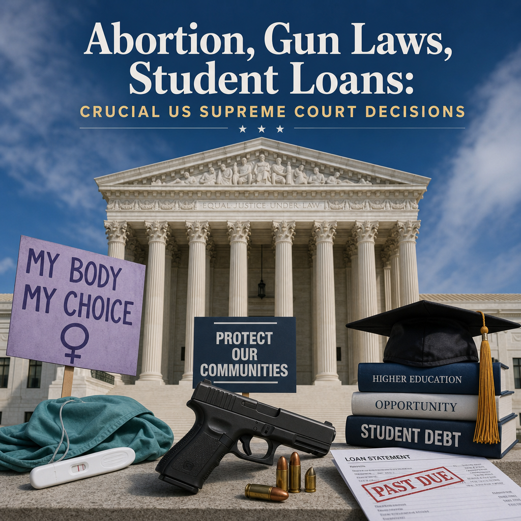 Additional Illustration of Abortion, Gun Laws, Student Loans: Crucial US Supreme Court Decisions