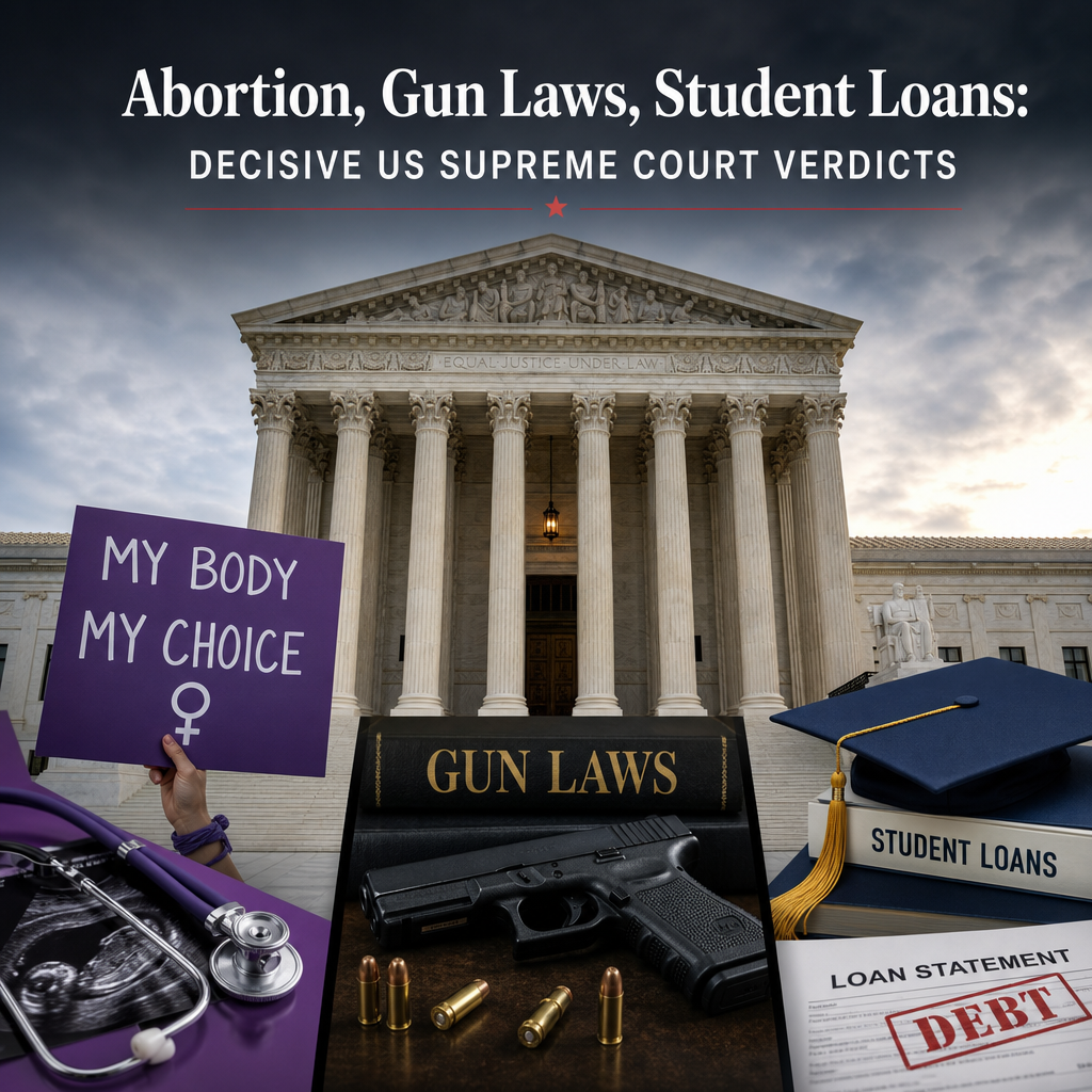 Additional Illustration of Abortion, Gun Laws, Student Loans: Decisive US Supreme Court Verdicts