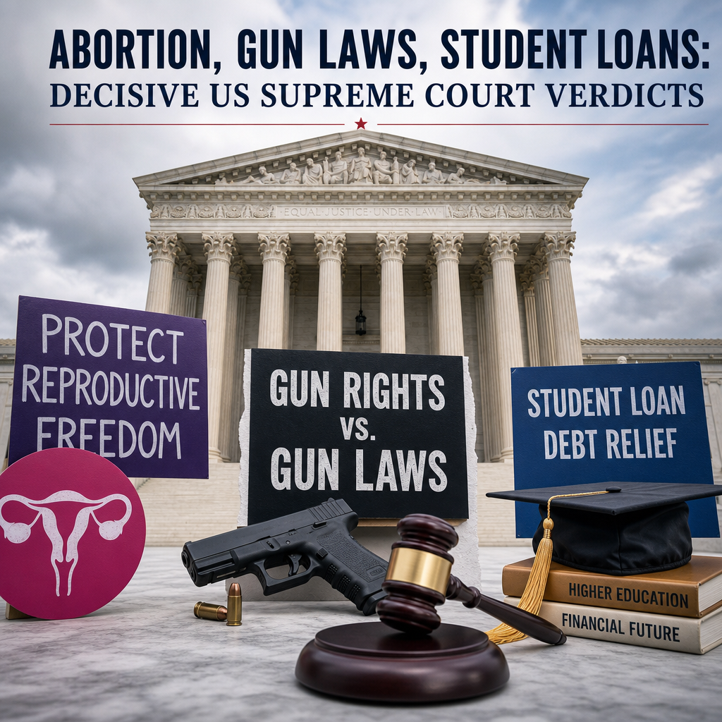 Additional Illustration of Abortion, Gun Laws, Student Loans: Decisive US Supreme Court Verdicts
