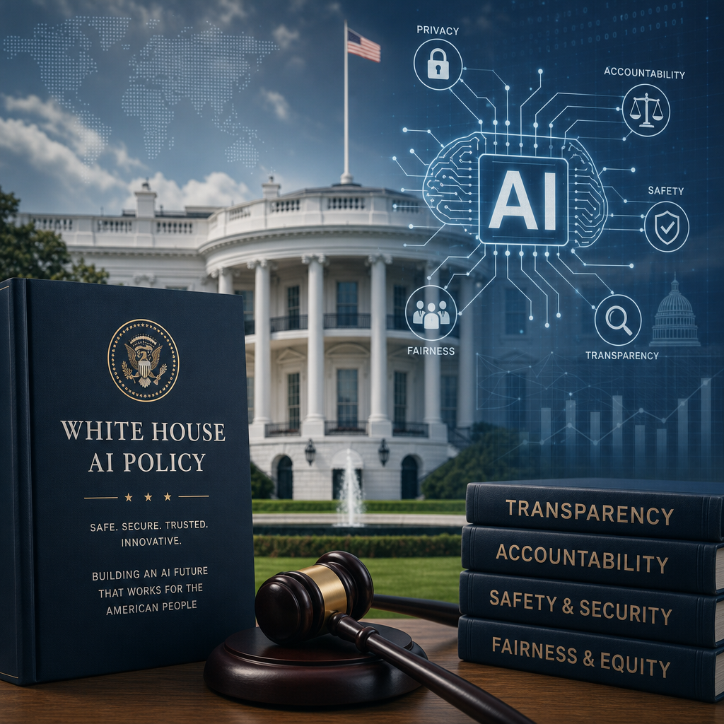 Illustration of AI Regulation: White House Policy Shapes Future of Artificial Intelligence