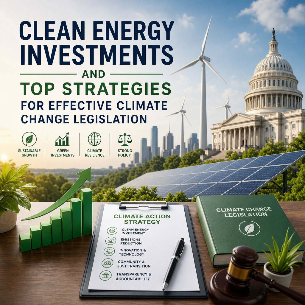 Illustration of Clean Energy Investments and Top Strategies for Effective Climate Change Legislation