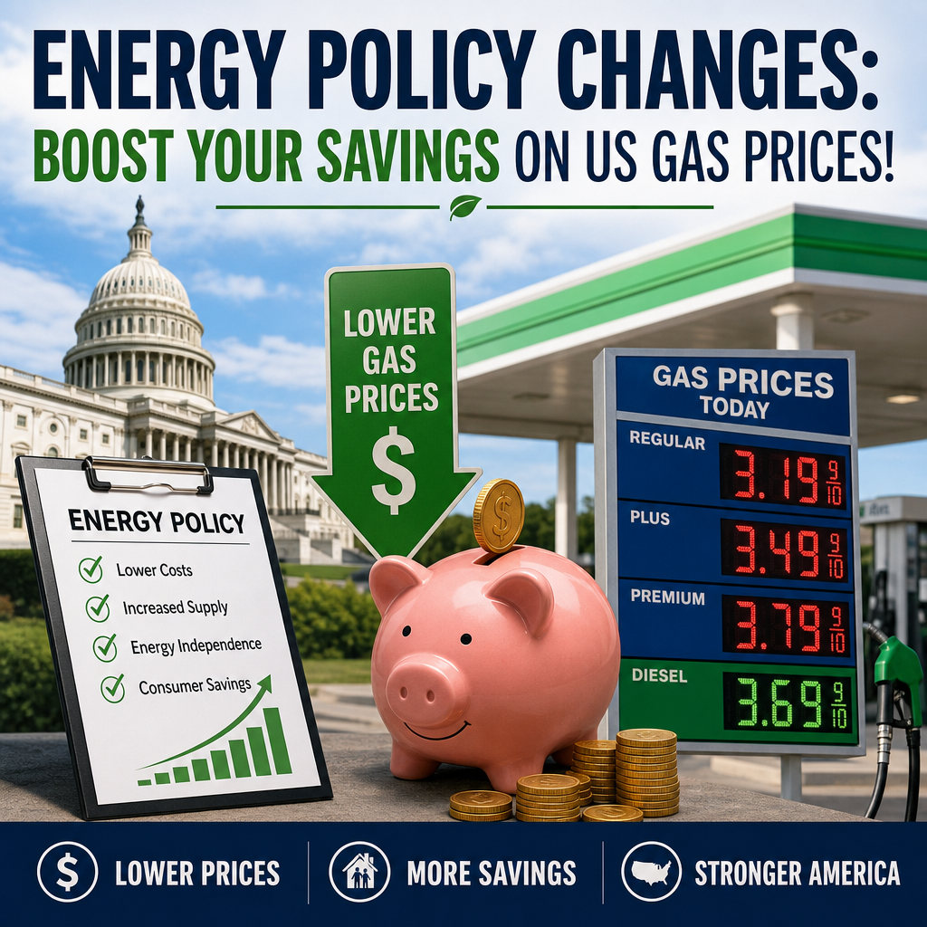 Illustration of Energy Policy Changes: Boost Your Savings on US Gas Prices!