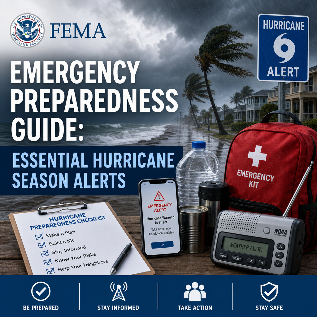 Illustration of FEMA Emergency Preparedness Guide: Essential Hurricane Season Alerts