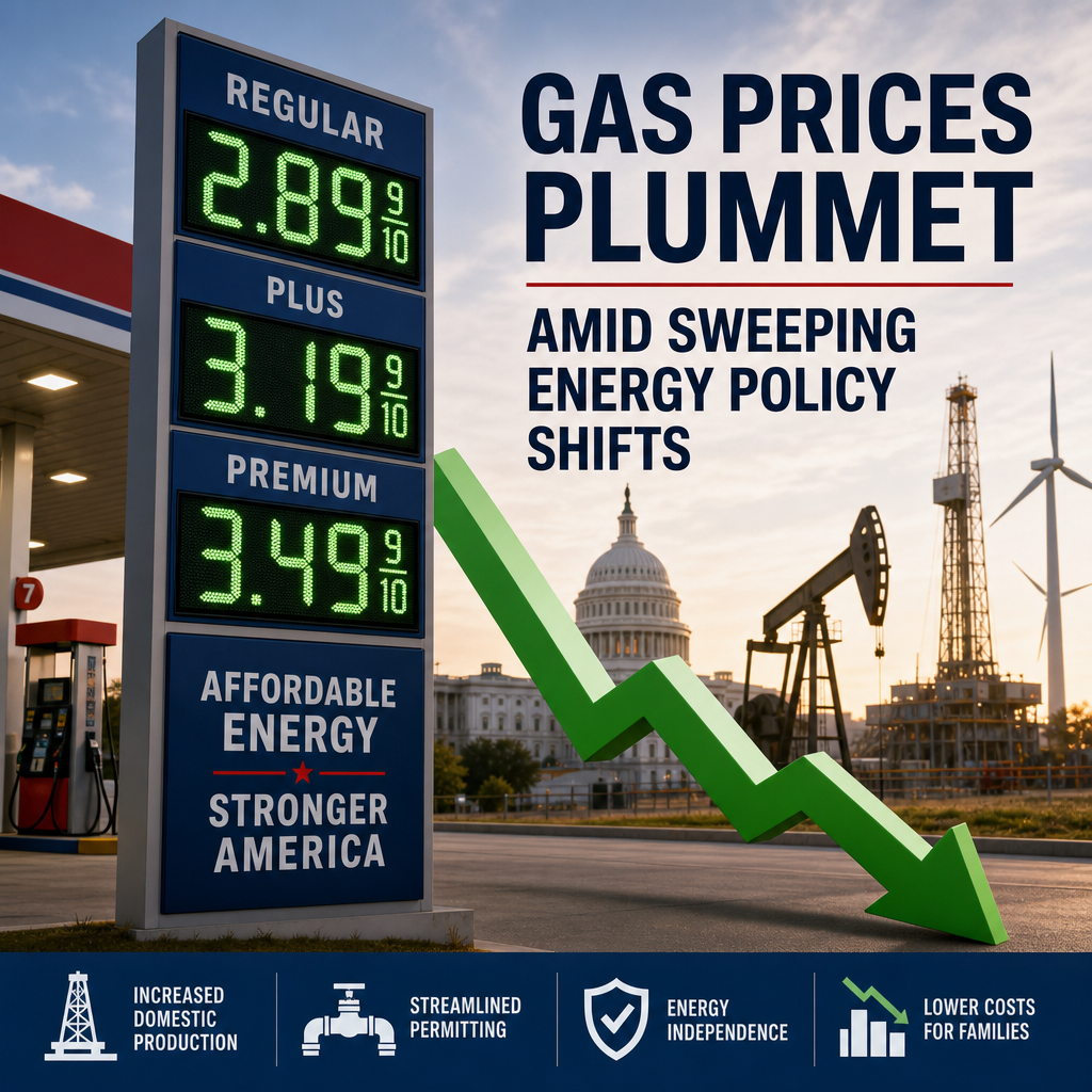 Illustration of Gas Prices Plummet Amid Sweeping Energy Policy Shifts