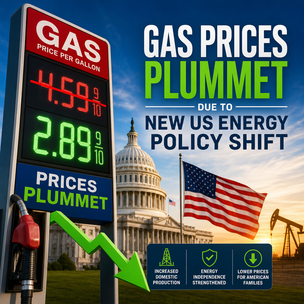 Illustration of Gas Prices Plummet Due to New US Energy Policy Shift