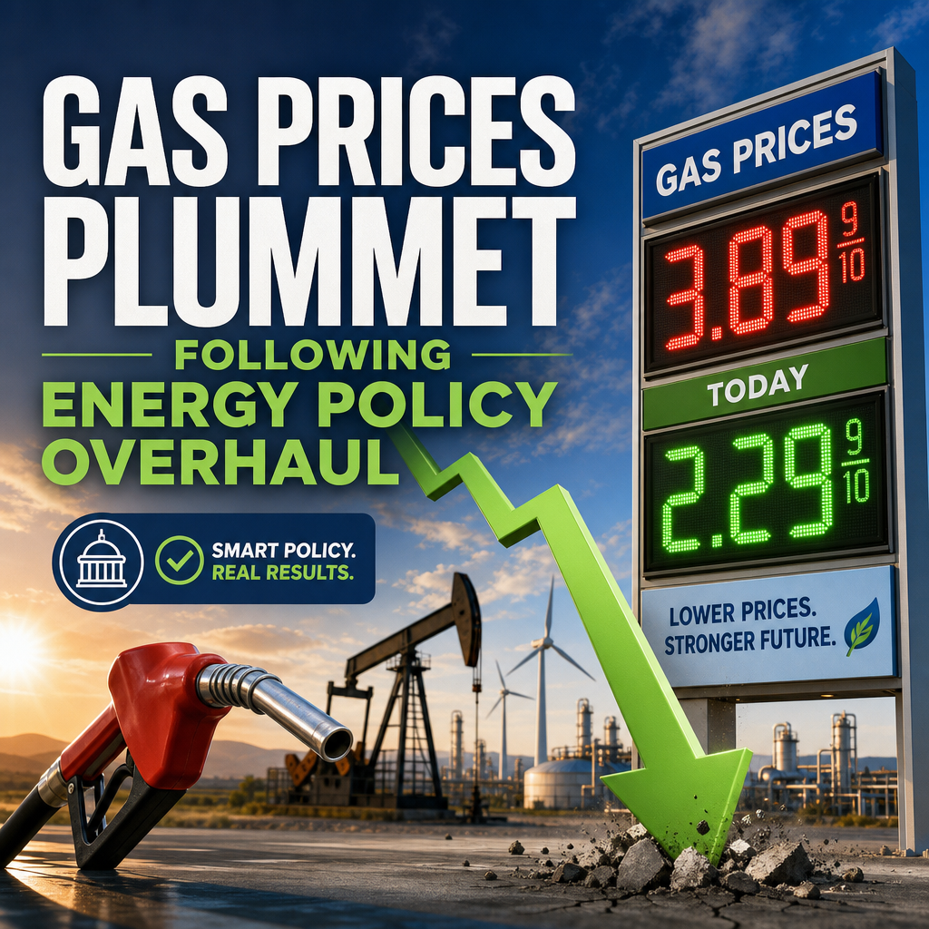 Illustration of Gas Prices Plummet Following Energy Policy Overhaul
