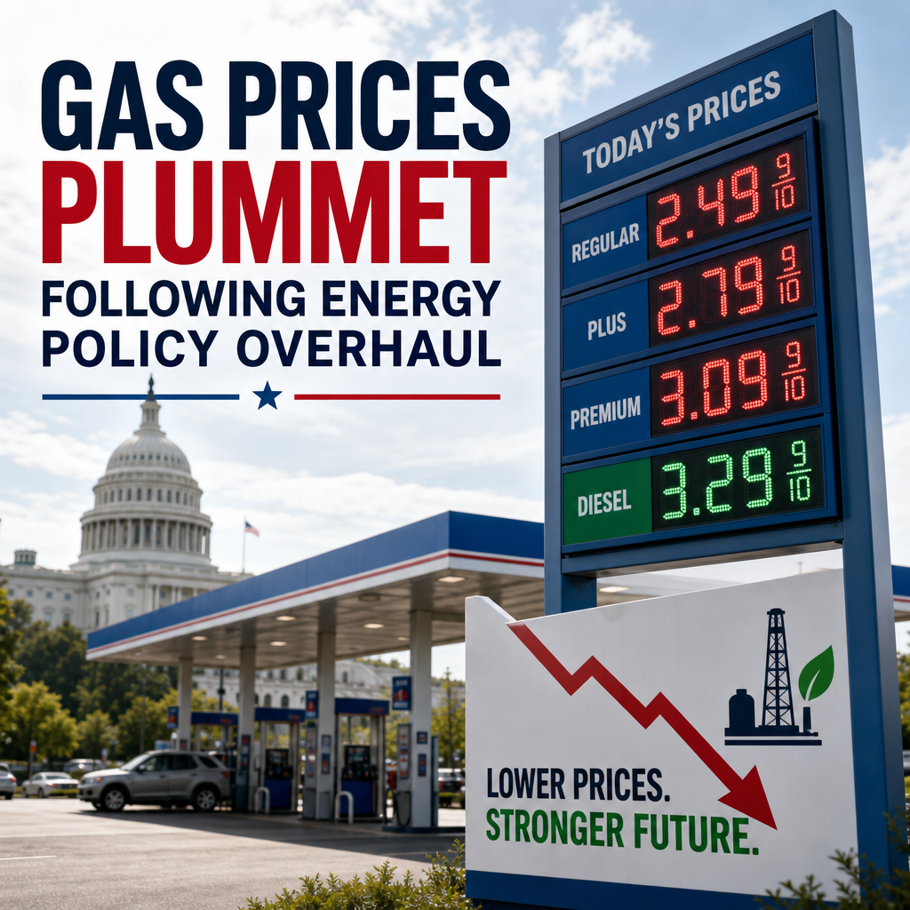 Illustration of Gas Prices Plummet Following Energy Policy Overhaul