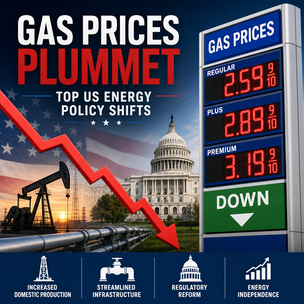 Illustration of Gas Prices Plummet: Top US Energy Policy Shifts
