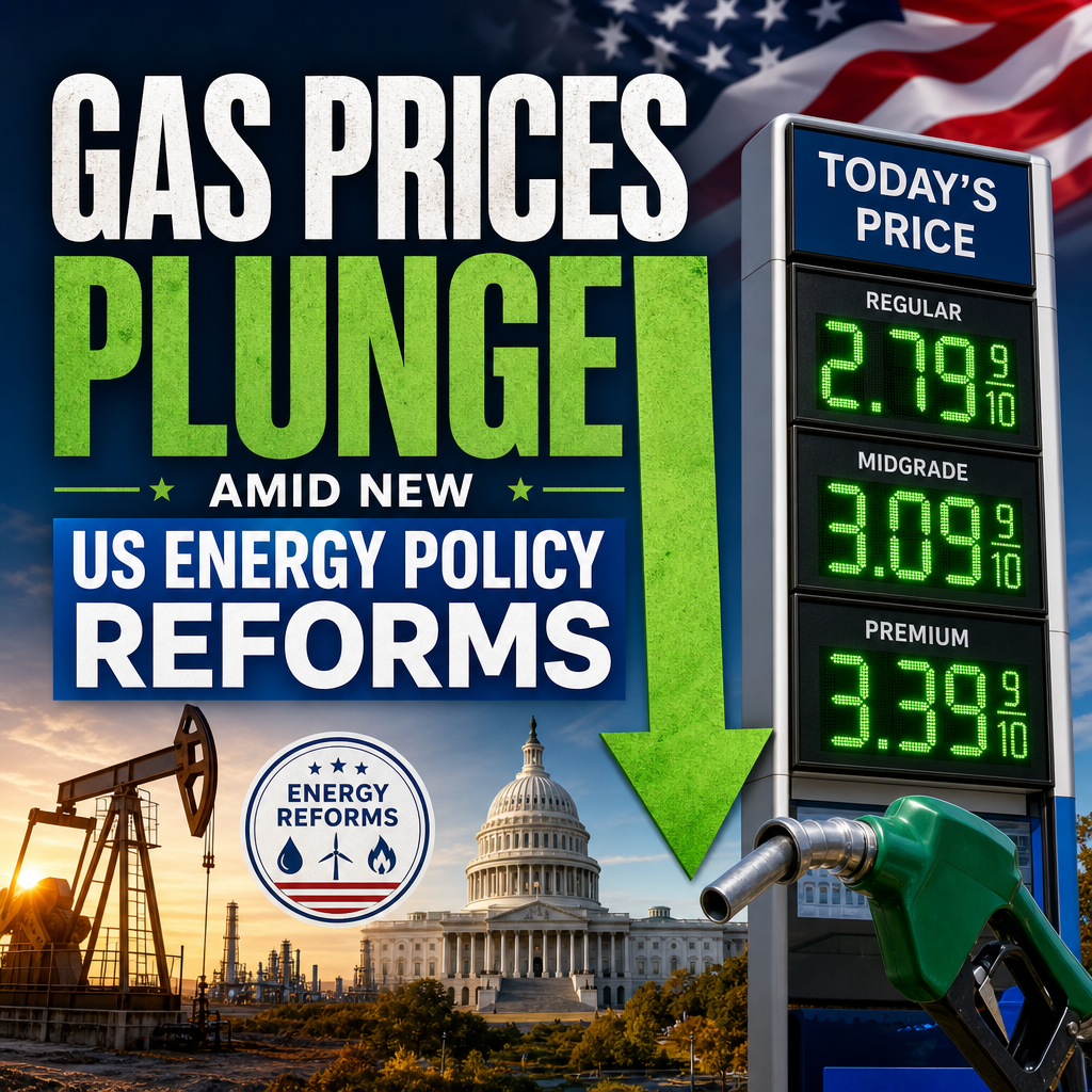 Illustration of Gas Prices Plunge Amid New US Energy Policy Reforms