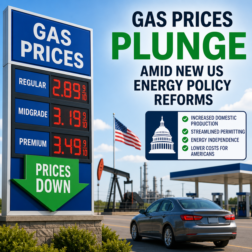 Illustration of Gas Prices Plunge Amid New US Energy Policy Reforms