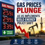 Illustration of Gas Prices Plunge as US Implements Bold Energy Policy Shift