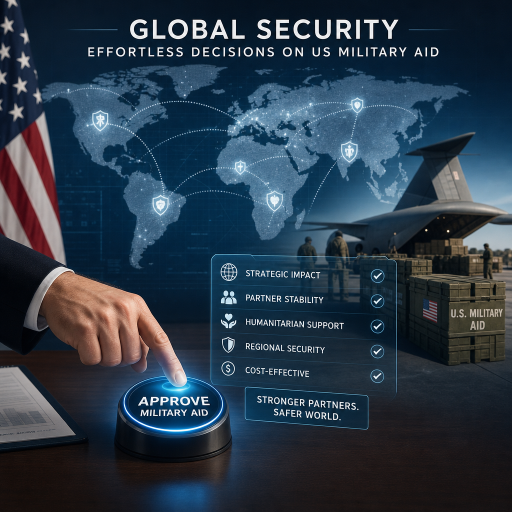 Illustration of Global Security: Effortless Decisions on US Military Aid