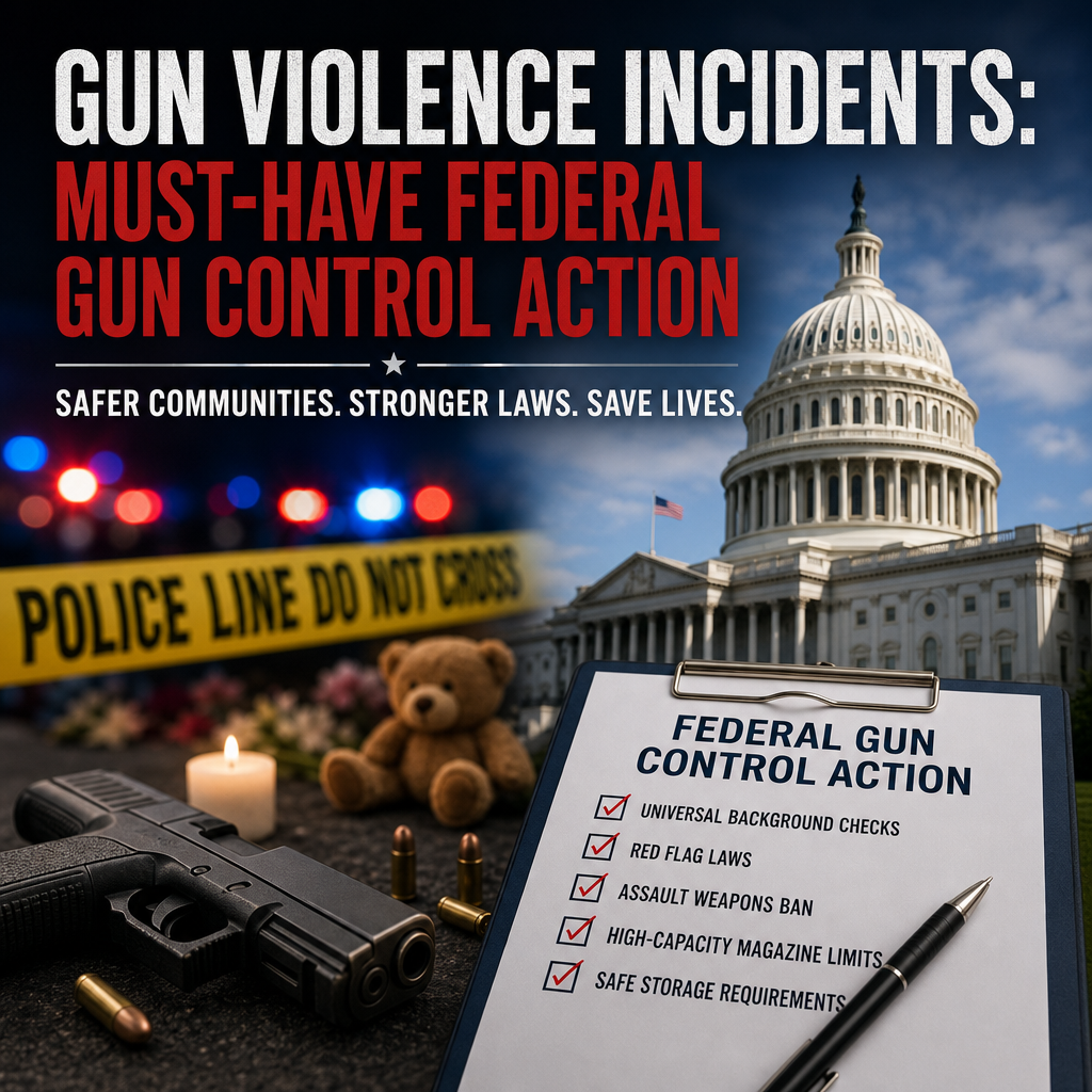 Illustration of Gun Violence Incidents: Must-Have Federal Gun Control Action
