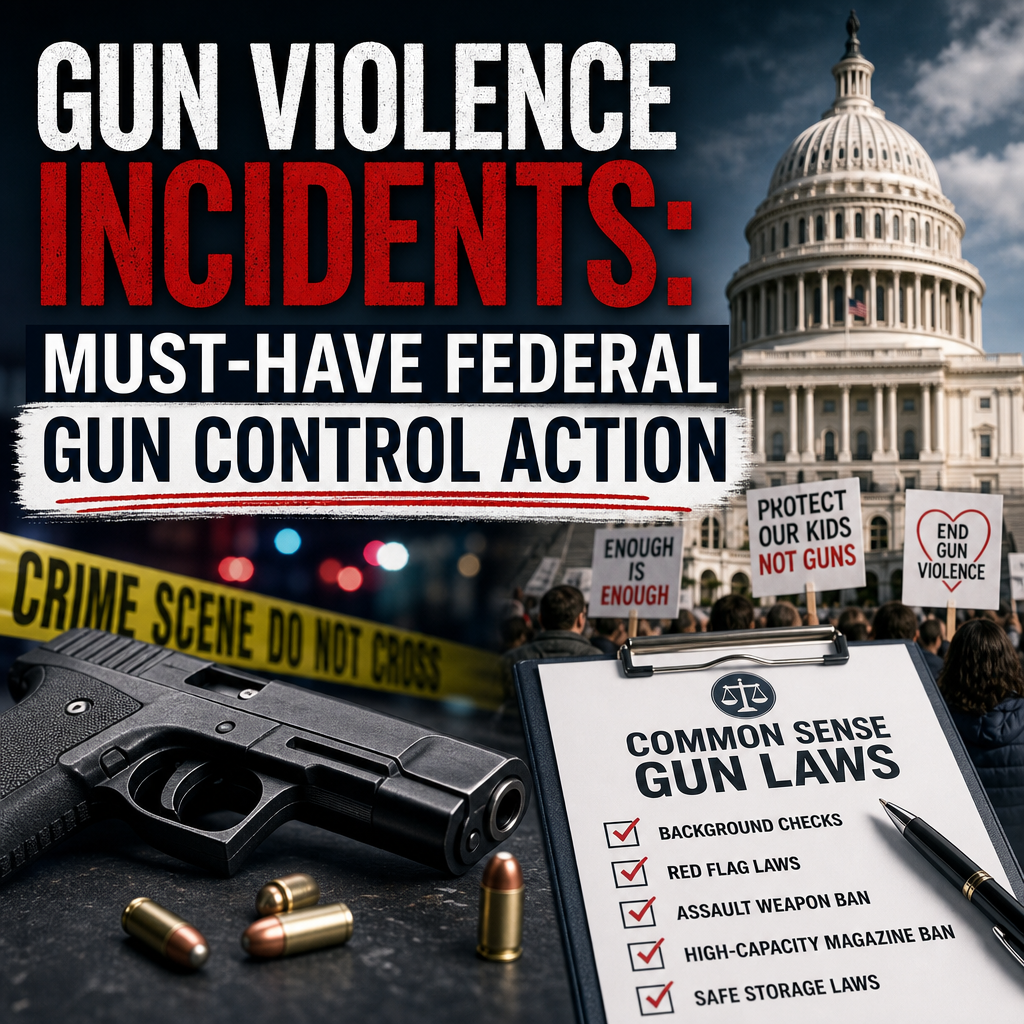Illustration of Gun Violence Incidents: Must-Have Federal Gun Control Action