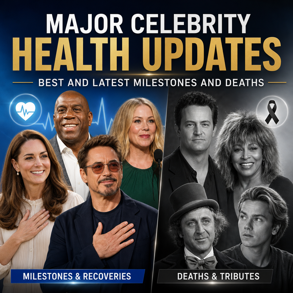 Illustration of Major Celebrity Health Updates: Best and Latest Milestones and Deaths