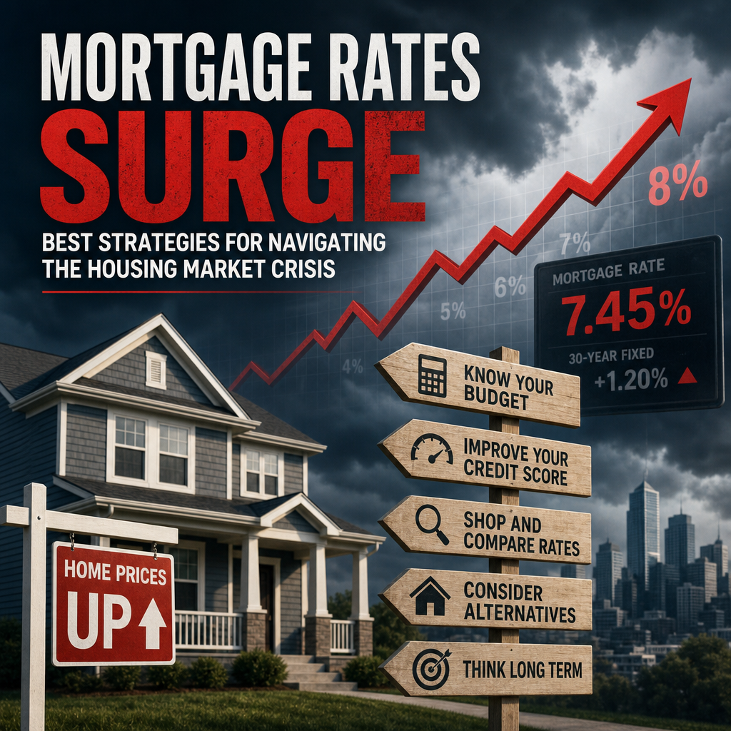 Illustration of Mortgage Rates Surge: Best Strategies for Navigating the Housing Market Crisis