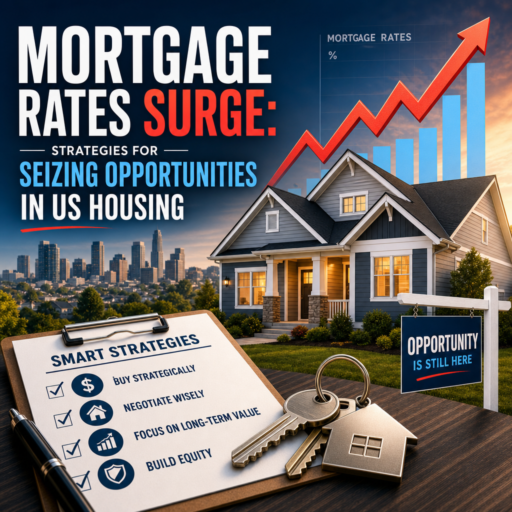 Illustration of Mortgage Rates Surge: Strategies for Seizing Opportunities in US Housing