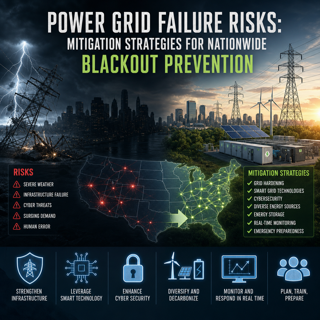 Illustration of Power Grid Failure Risks: Mitigation Strategies for Nationwide Blackout Prevention