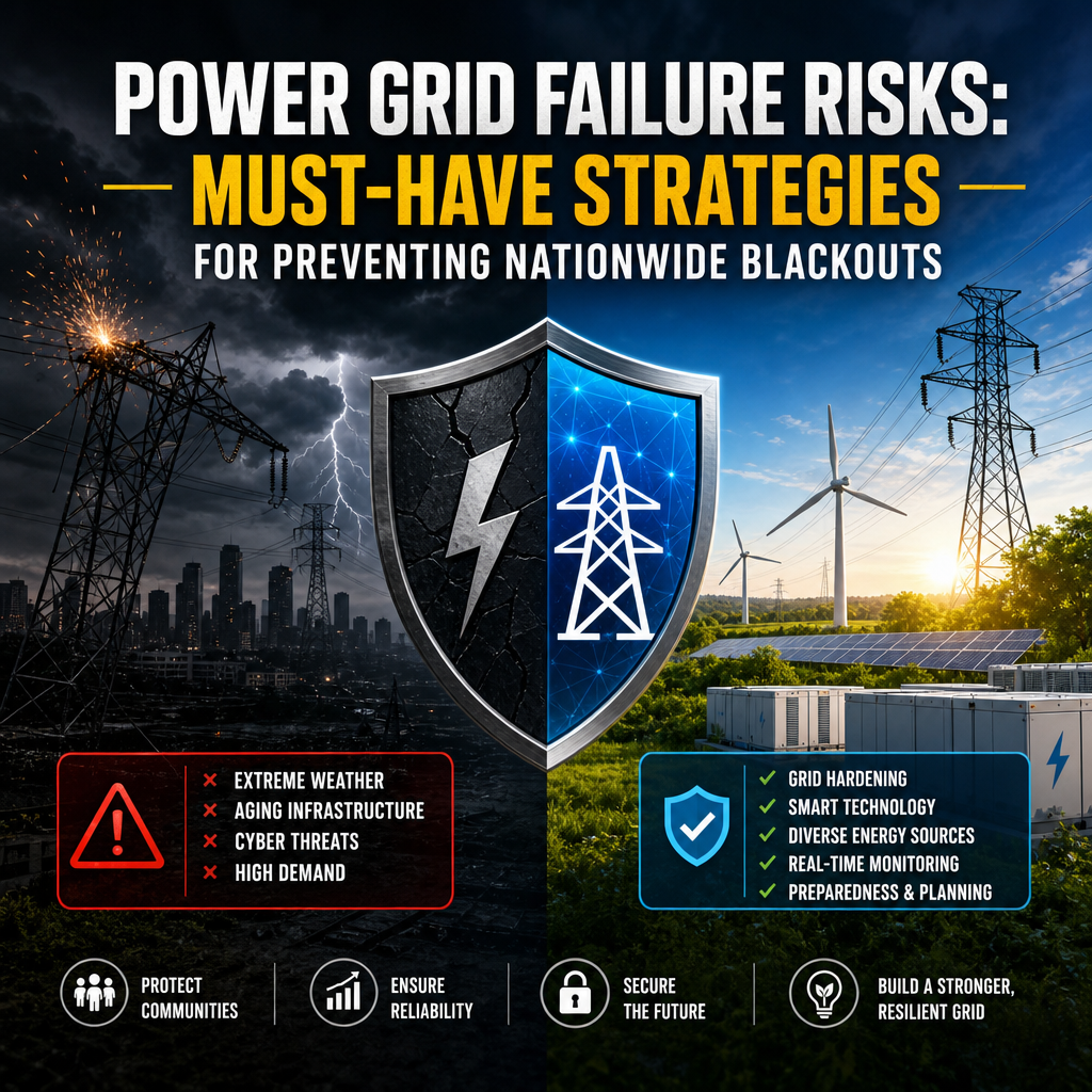 Illustration of Power Grid Failure Risks: Must-Have Strategies for Preventing Nationwide Blackouts