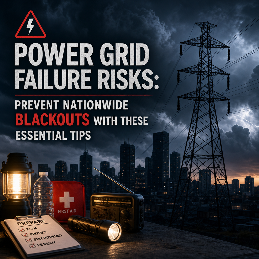 Illustration of Power grid failure risks: Prevent nationwide blackouts with these essential tips