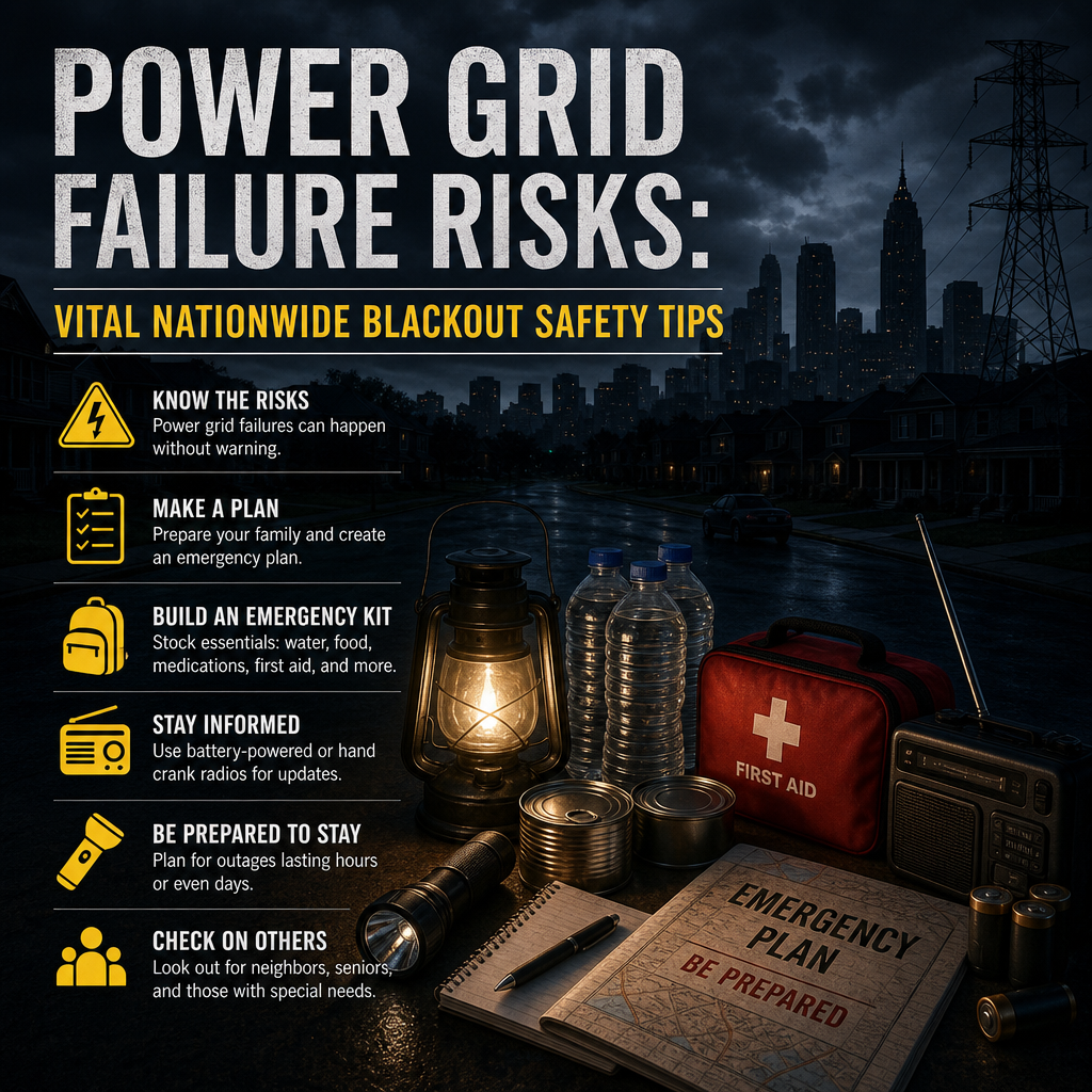 Illustration of Power Grid Failure Risks: Vital Nationwide Blackout Safety Tips