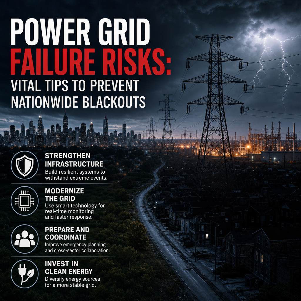 Illustration of Power Grid Failure Risks: Vital Tips to Prevent Nationwide Blackouts