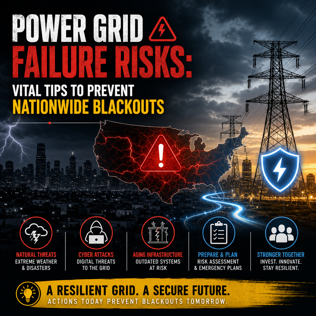 Illustration of Power Grid Failure Risks: Vital Tips to Prevent Nationwide Blackouts