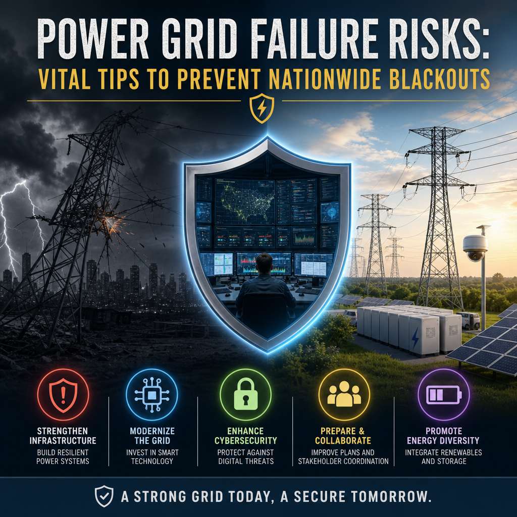 Illustration of Power Grid Failure Risks: Vital Tips to Prevent Nationwide Blackouts