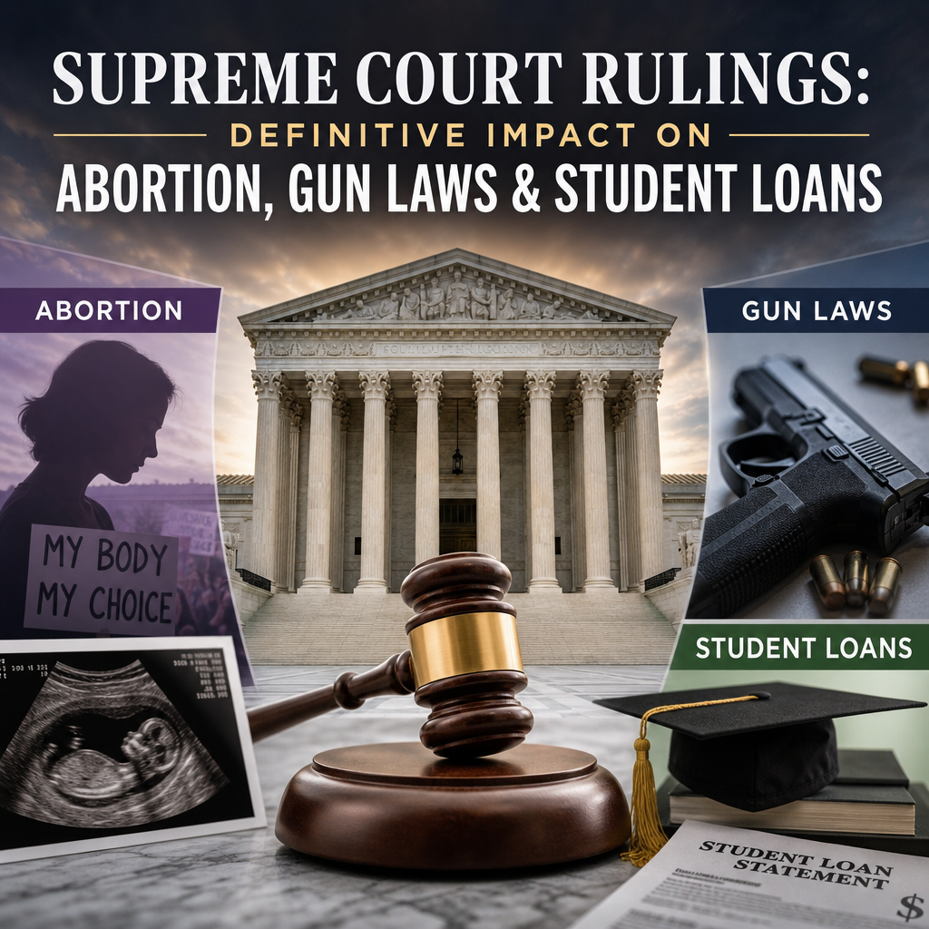 Additional Illustration of Supreme Court Rulings: Definitive Impact on Abortion, Gun Laws & Student Loans
