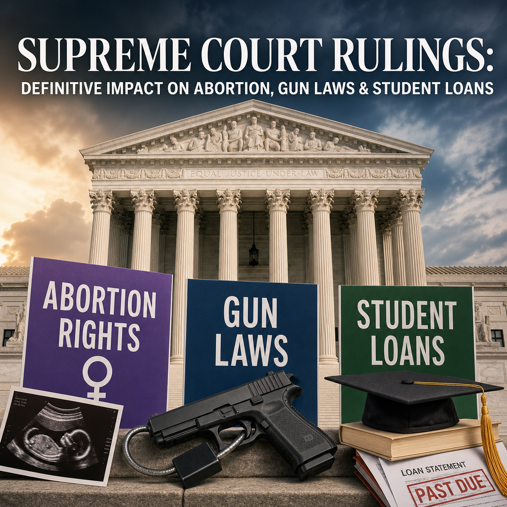 Additional Illustration of Supreme Court Rulings: Definitive Impact on Abortion, Gun Laws & Student Loans