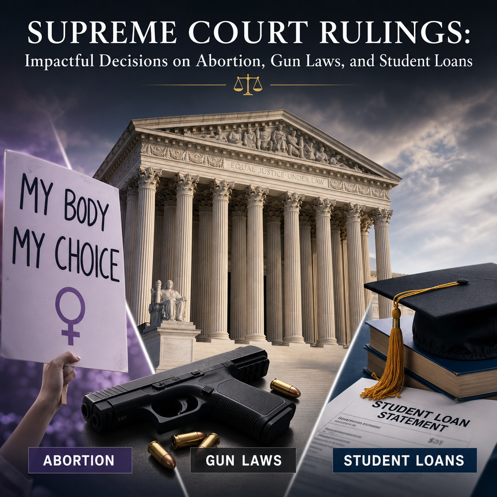Additional Illustration of Supreme Court Rulings: Impactful Decisions on Abortion, Gun Laws, and Student Loans