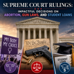 Illustration of Supreme Court Rulings: Impactful Decisions on Abortion, Gun Laws, and Student Loans